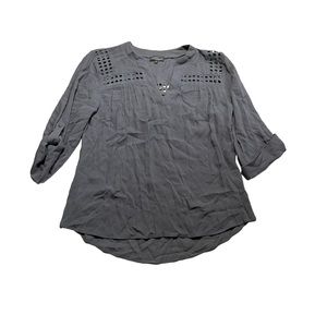 Market & Spruce Blue Cutout Neckline V Neck V Cut Boho Flowy Blouse Size Medium